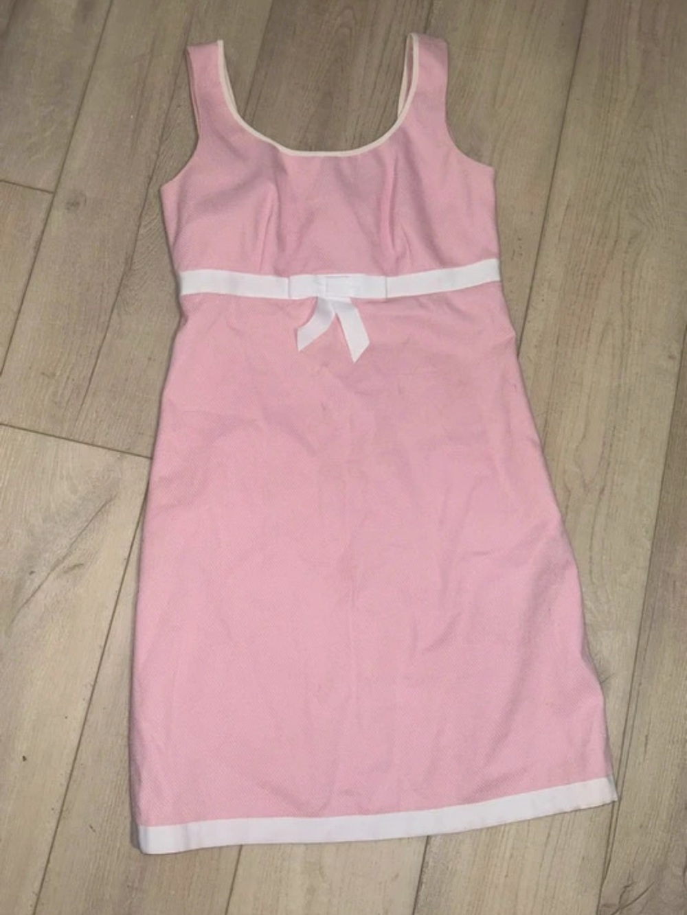 INC International Concepts Pink Sleeveless Sheath Dress with White Trim
